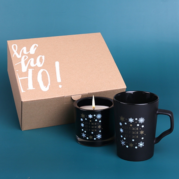 Glen Supreme czarno/czarny w zestawie świątecznym ze świecą Lux