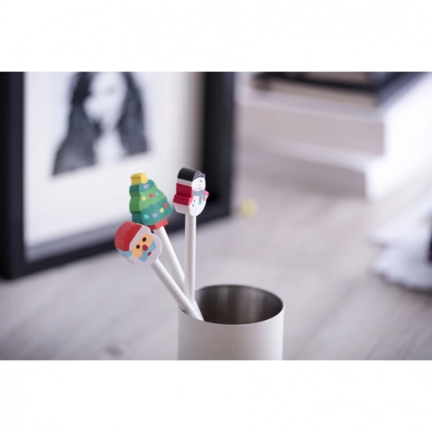 Ołówek świąteczny z gumką  - Zielony