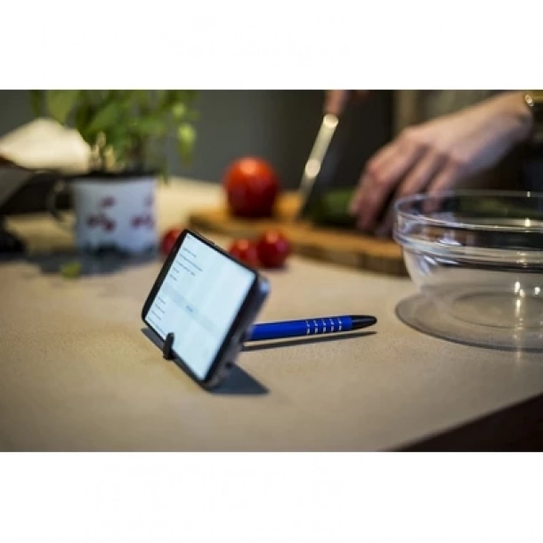 DŁUGOPIS ERRAN - TOUCH PEN, STOJAK NA TELEFON - Czarny