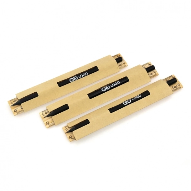 Zestaw ołówek+linijka Ezra - Beżowy