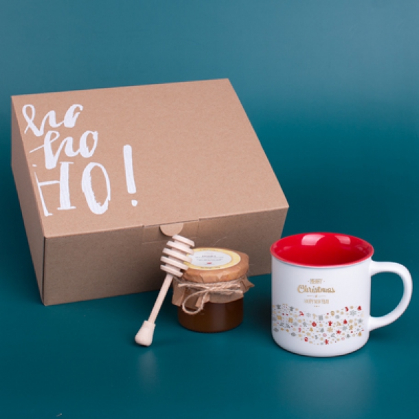 Loft pure biało/czerwony w zestawie świątecznym z miodem