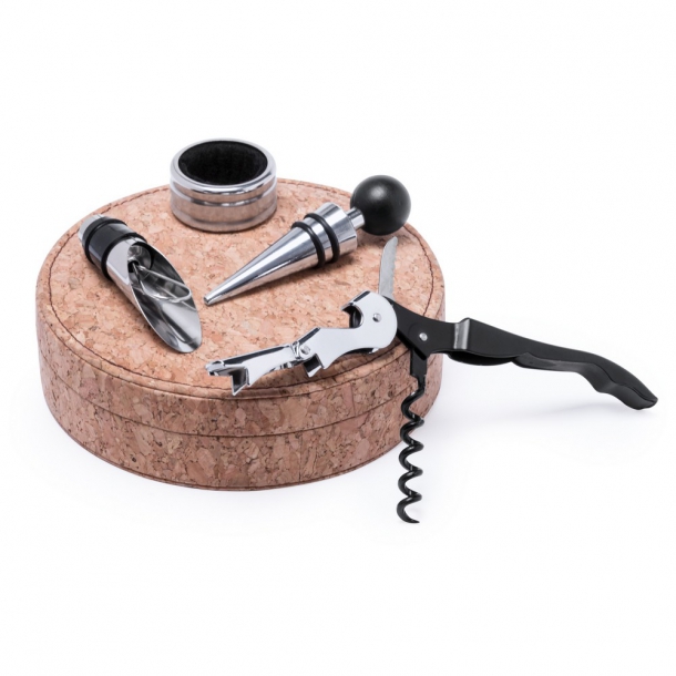 Zestaw do wina, 4 el. - Brązowy