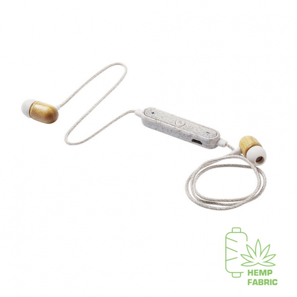 Bambusowe bezprzewodowe słuchawki douszne - neutralny