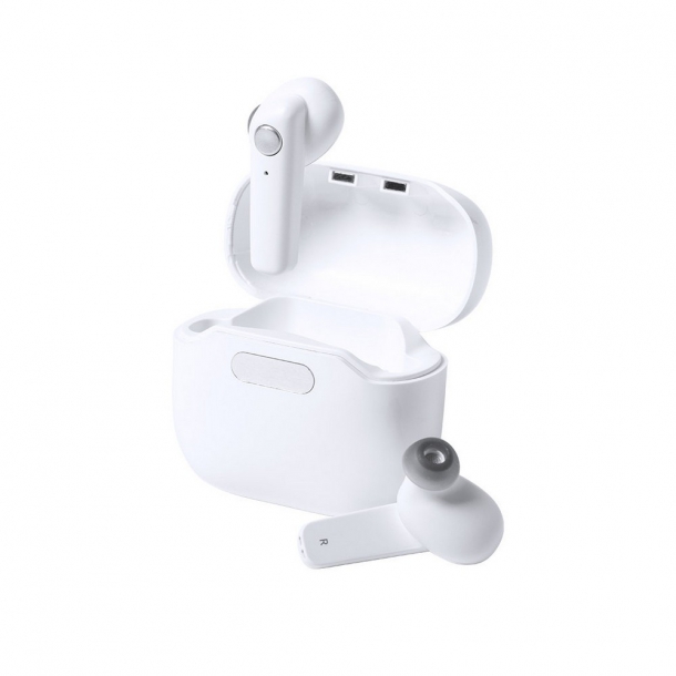 Bezprzewodowe słuchawki douszne w stacji ładującej ze sterylizacją UV-C - Biały