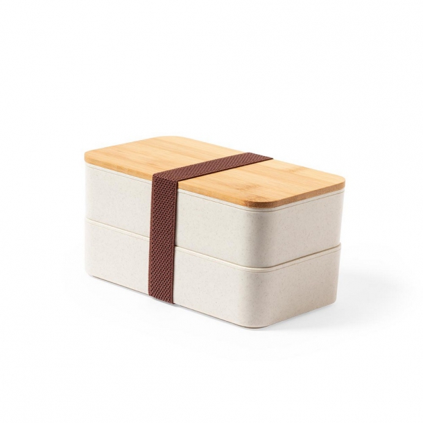 Pudełka śniadaniowe 2 szt., 2x700 ml, bambusowe wieczko, sztućce