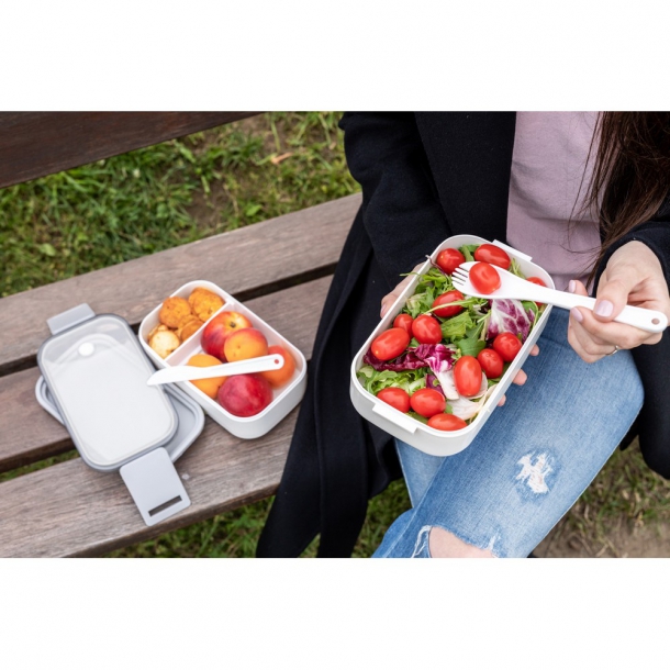 Pudełka śniadaniowe 2 szt., 2x700 ml, sztućce | Cash