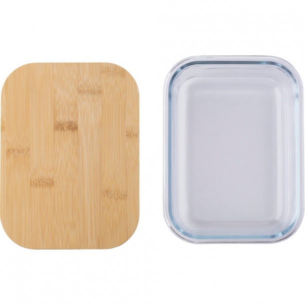 Szklane pudełko śniadaniowe 900 ml, bambusowe wieczko