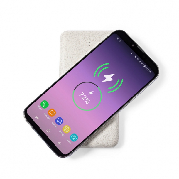 Bezprzewodowy power bank 8000 mAh ze słomy pszenicznej, ładowarka bezprzewodowa 10W