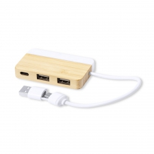 Bambusowy hub USB i USB typu C