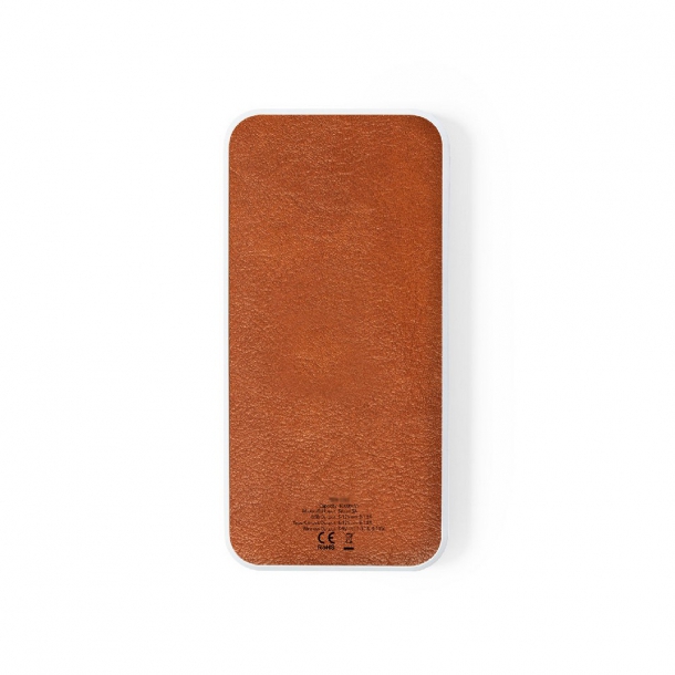 Bezprzewodowy power bank 8000 mAh z RABS, ładowarka bezprzewodowa 10W, element ze skóry z recyklingu