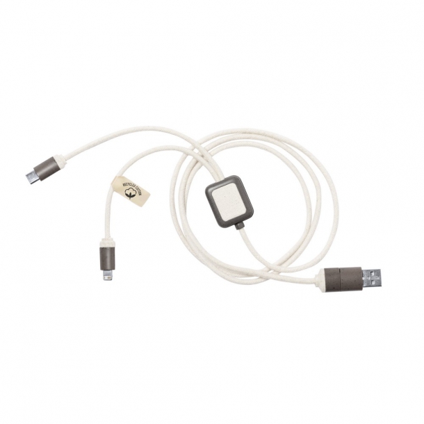 Kabel do ładowania z łusek kawowych i bawełny z recyklingu