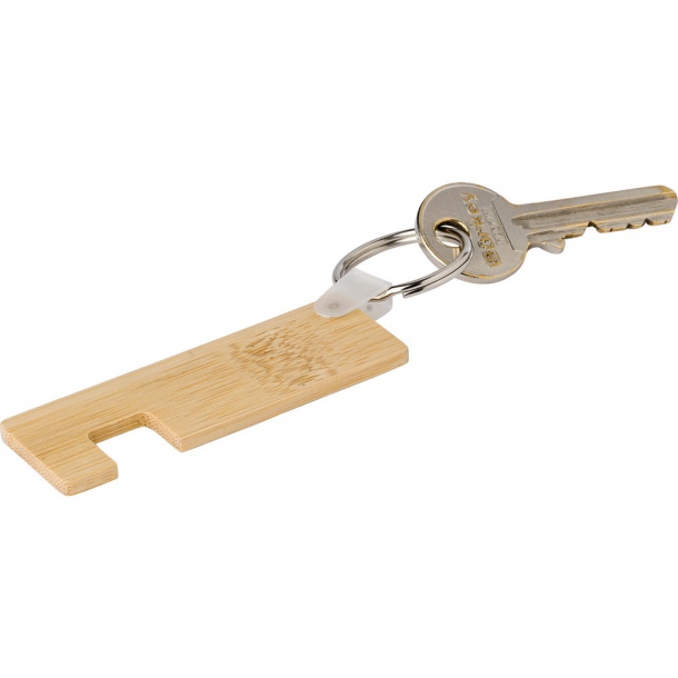 Bambusowy brelok do kluczy, stojak na telefon - Brązowy