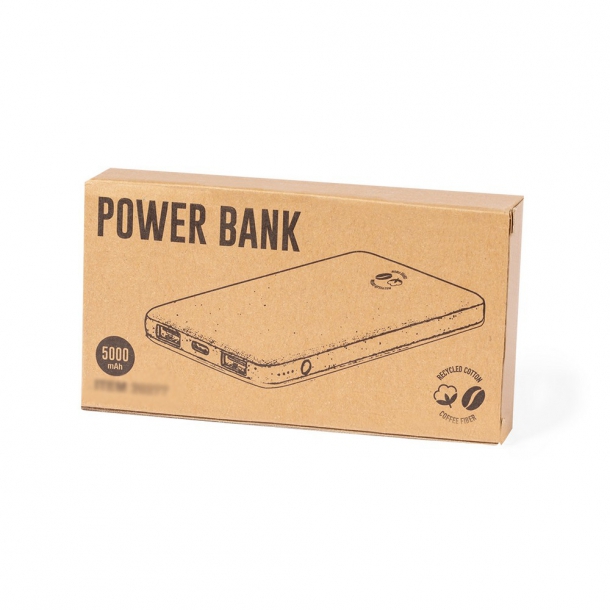 Power bank 5000 mAh z łusek kawowych i bawełny z recyklingu