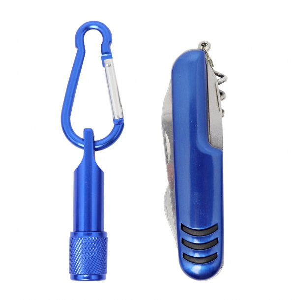 Zestaw narzędzi, narzędzie wielofunkcyjne, scyzoryk (7 el.), latarka 1 LED z karabińczykiem