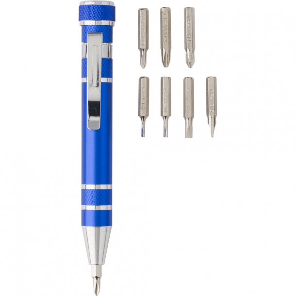 Zestaw narzędzi, śrubokręt, 8 końcówek, teleskopowa latarka 3 LED