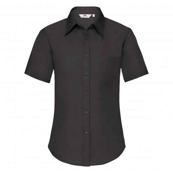 Ladies Poplin Short Sleeve Shirt Black S
