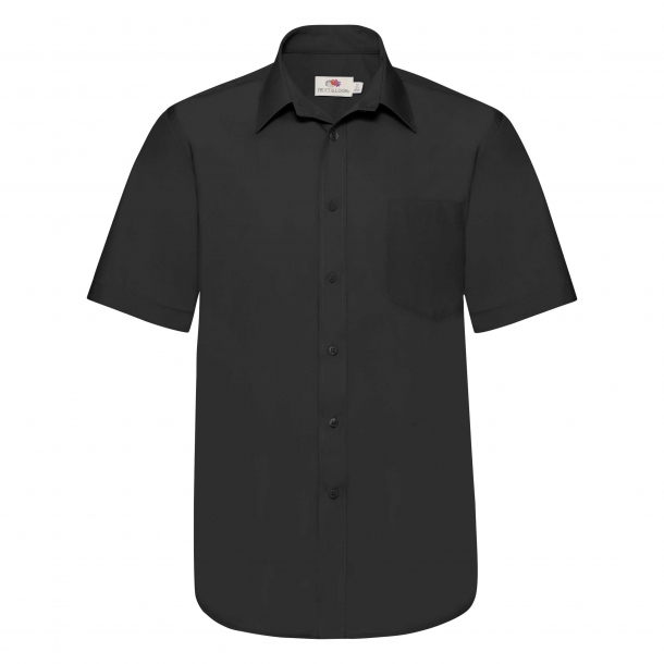 Men Poplin Short Sleeve Shirt Black L