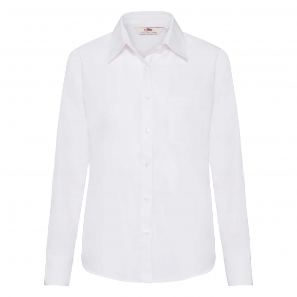 Ladies Poplin L/S Shirt White XS