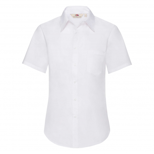 Ladies Poplin Short Sleeve Shirt White XS