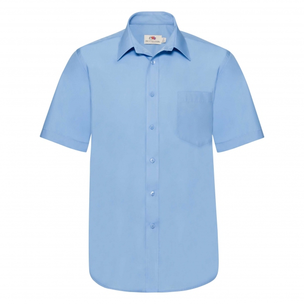 Men Poplin Short Sleeve Shirt Mid Blue L