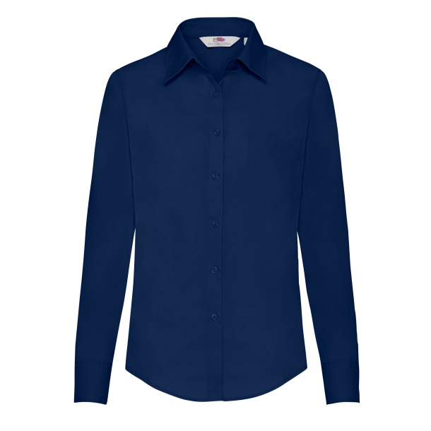 Ladies Poplin L/S Shirt Navy XS