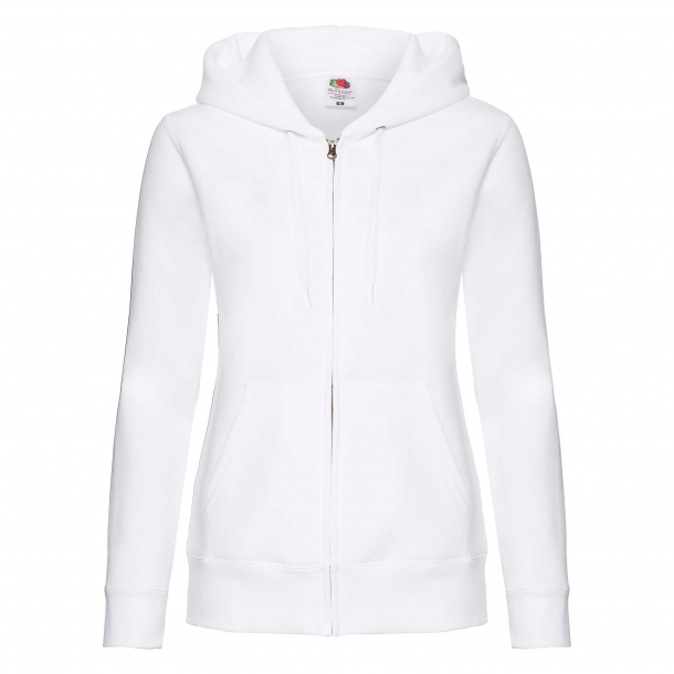 Lady Zip Thru Hooded Sweat Jacket 70/30 White L