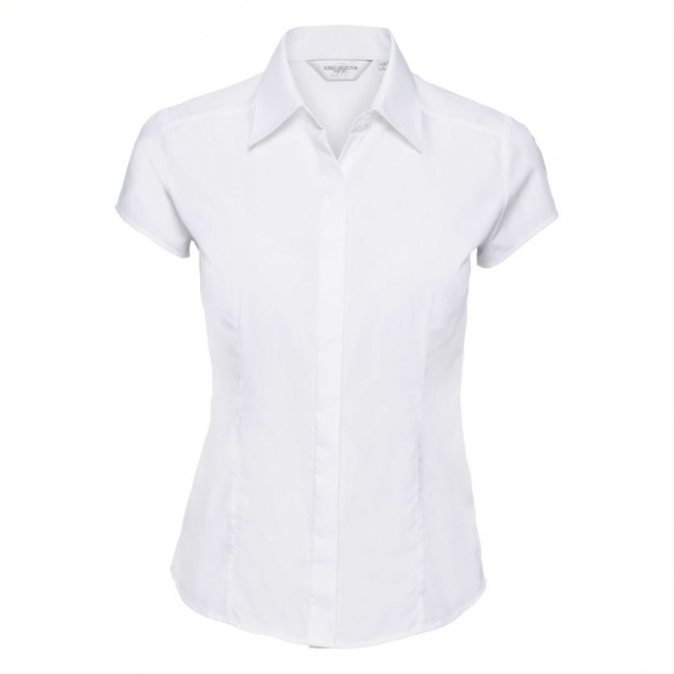Ladies CapSl PlCt Easy Care Poplin Shirt White XL