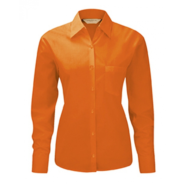Ladies LS Poly-Cotton Easy Care Shirt Orange M