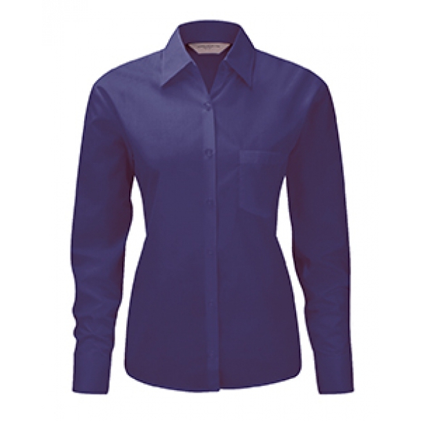 Ladies LS Poly-Cotton Easy Care Shirt Purple M