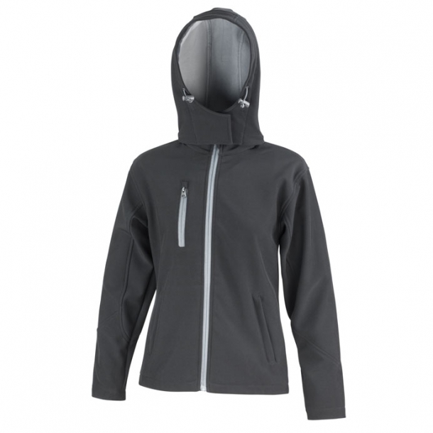 Womens Hooded Softshell Jacket Black/Grey 2XL
