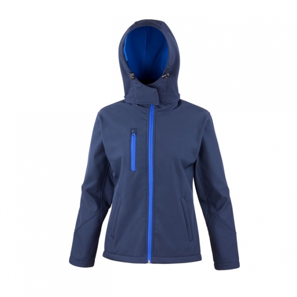 Womens Hooded Softshell Jacket Navy/Royal Blue 2XL