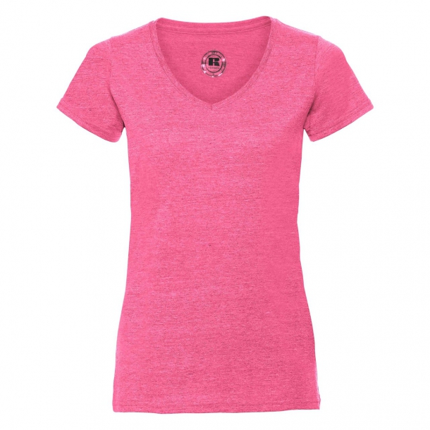 Ladies V-Neck HD Tee Pink Marl M