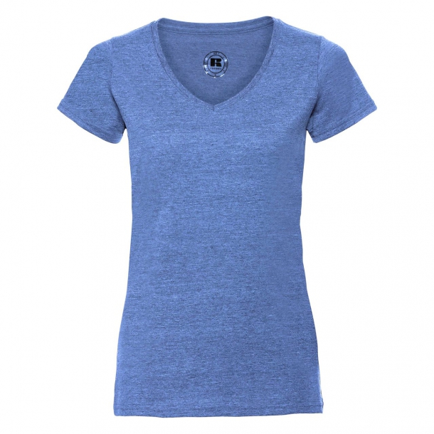 Ladies V-Neck HD Tee Blue Marl XS