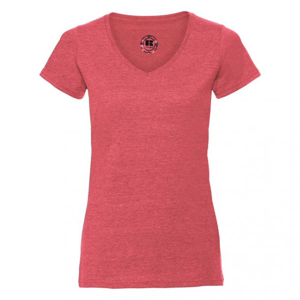 Ladies V-Neck HD Tee Red Marl S