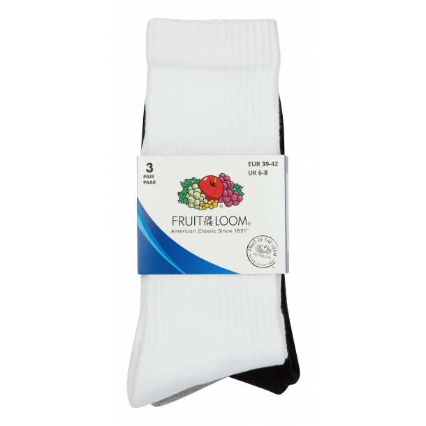 Fruit Crew Socks 3-Pack H.Grey/Black/White S