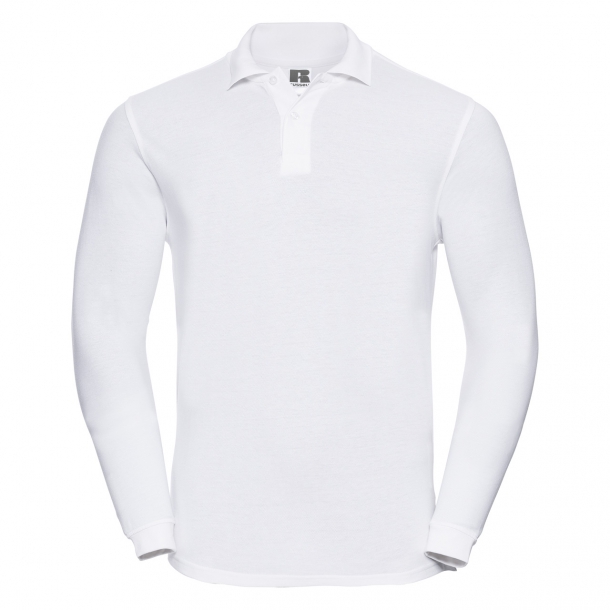 Mens Long Sleeve Classic Cotton Polo White M