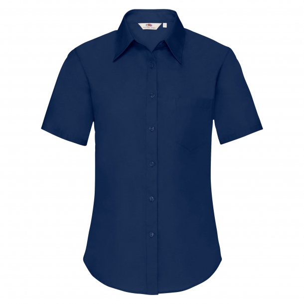 Ladies Poplin Short Sleeve Shirt Navy S