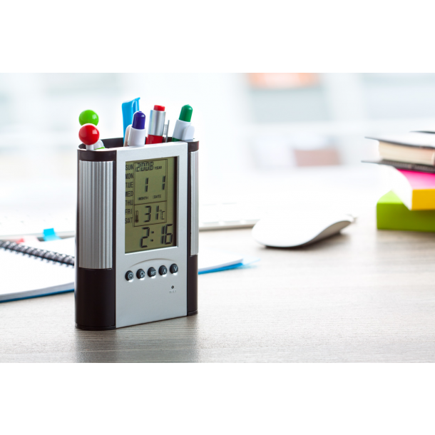 Loris - pojemnik na długopisy z zegarem