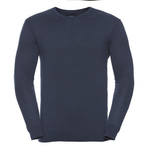 Mens V-neck Knitted Pullover 50/50 French Navy L