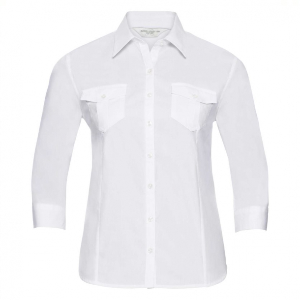 Ladies Roll Sleeve L/S Twill Shirt White XS