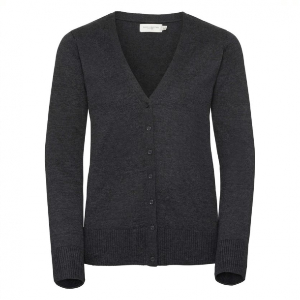 Ladies V-neck Cardigan 50/50 Charcoal Marl L