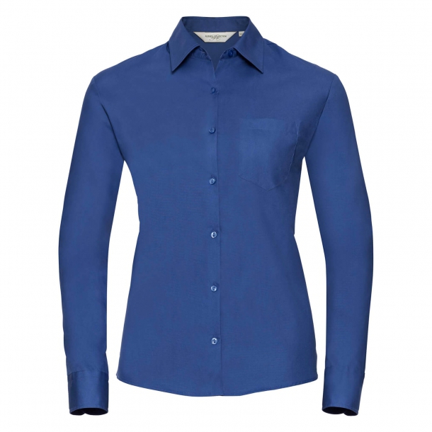 Woman LS Pure Cotton ECare Ppln Shirt Aztec Blue L