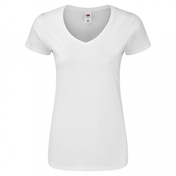 Ladies Iconic 150 V-Neck T White S