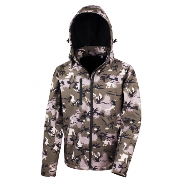 Camo Performance Hooded Softshell Camo Green M - Camo green