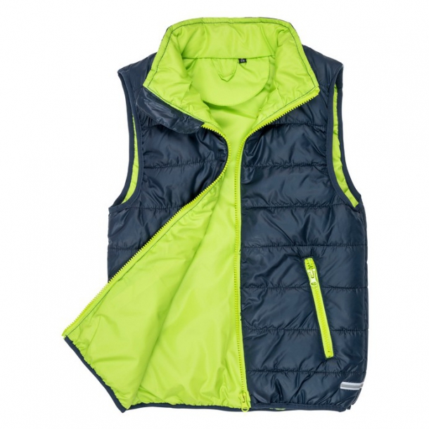 Junior Youth Padded Bodywarmer Navy/Lime L (9-10)