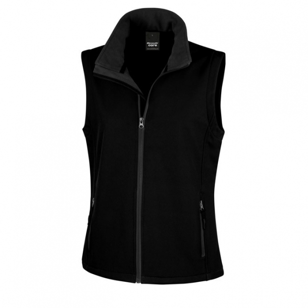 Womens Printable Softshell Bodywarmer Black XS