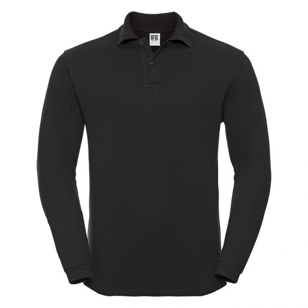 Mens Long Sleeve Classic Cotton Polo Black M