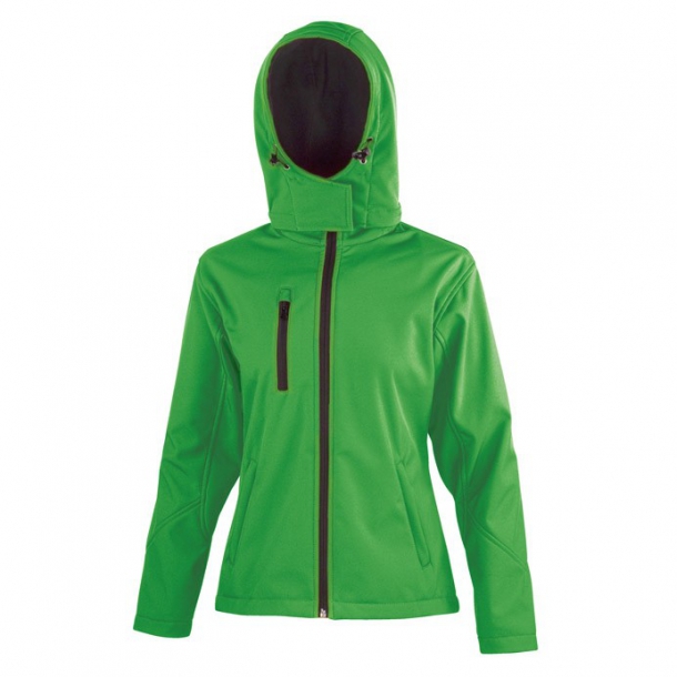 Womens Hooded Softshell Jacket Viv.Green/Black 2XL