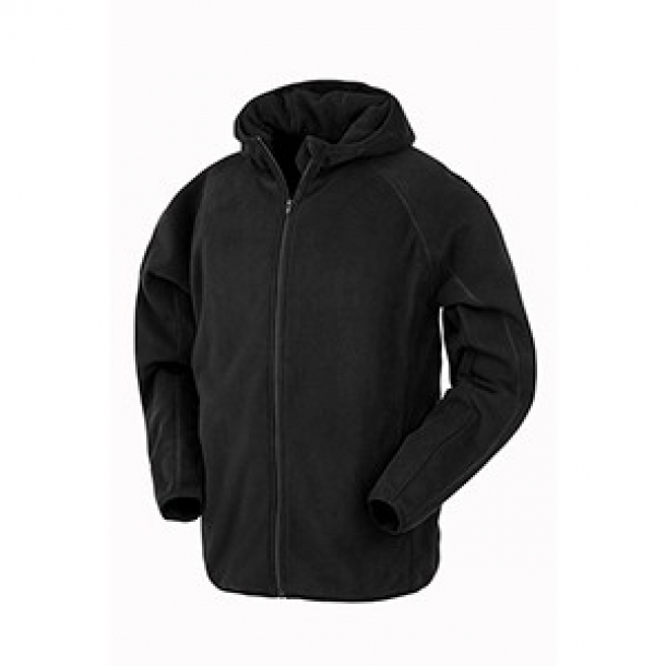 Hooded Recycled Microfleece Jacket Black M