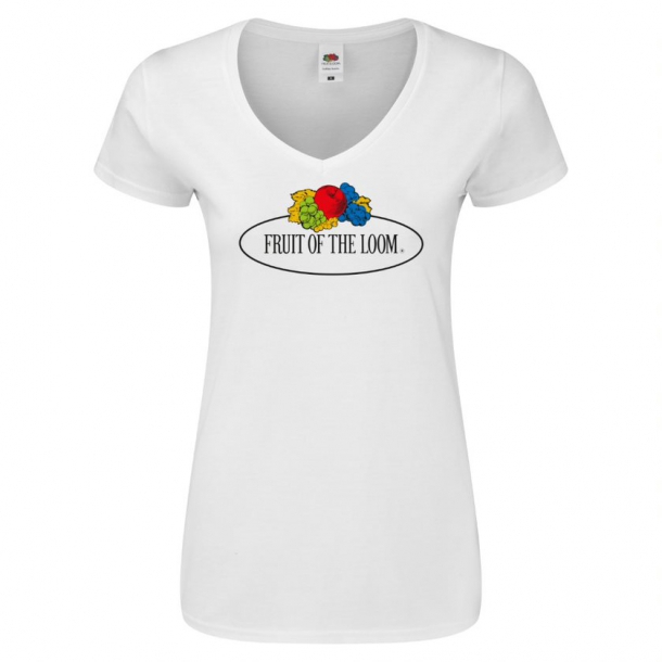 Ladies Vintage V-Neck T White XL